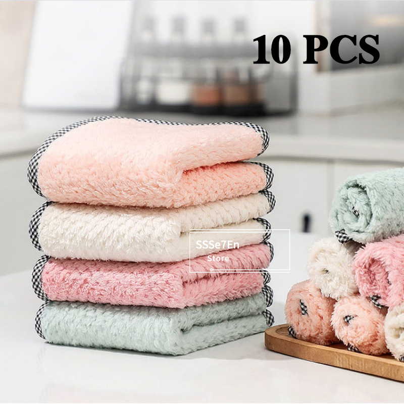 007# 25*25cm Large Size Grease Free Cleaning Kitchen Cleaning Tools Absorbent Towel Cleaning Cloth Pack Of 5