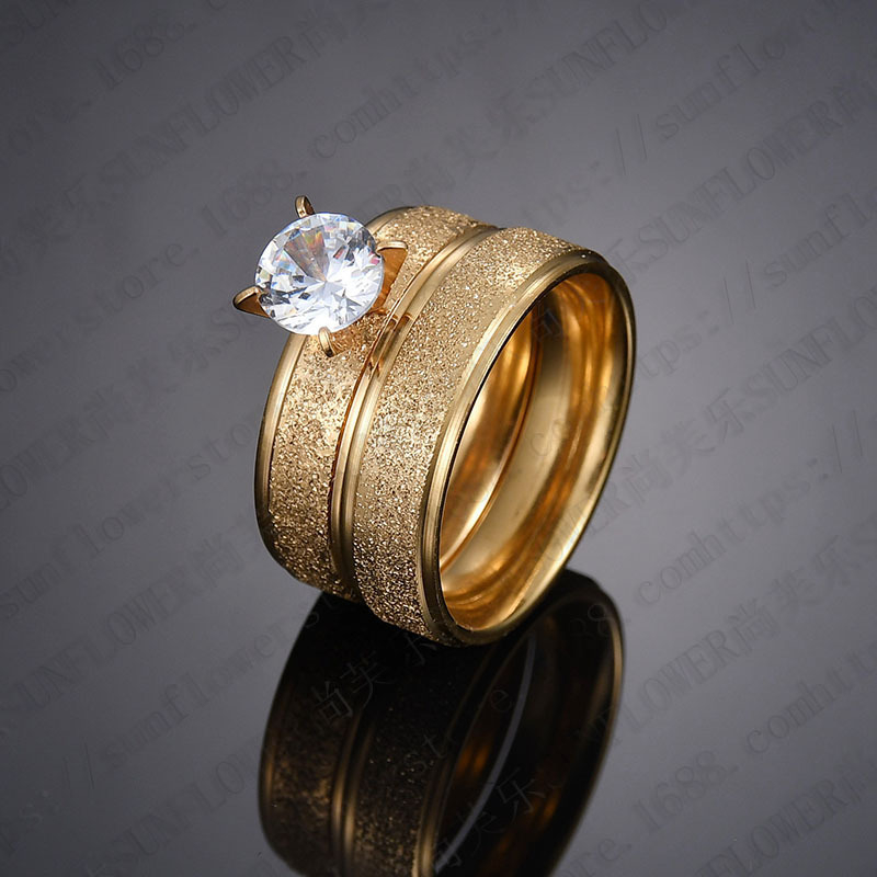 AKAKD European and American couple rings sandblasted zirconia wedding rings Amazon hot selling models in stock