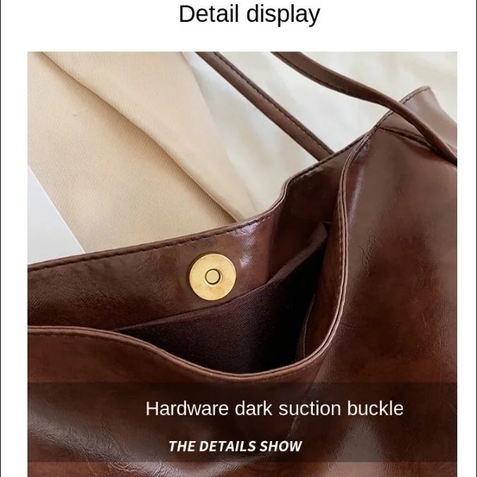 Women Tote Bag Fashion Underarm Pouch Large Capacity Soft Pu Leather Shoulder Bag Retro Crossbody Bag Casual Portable BucketBags