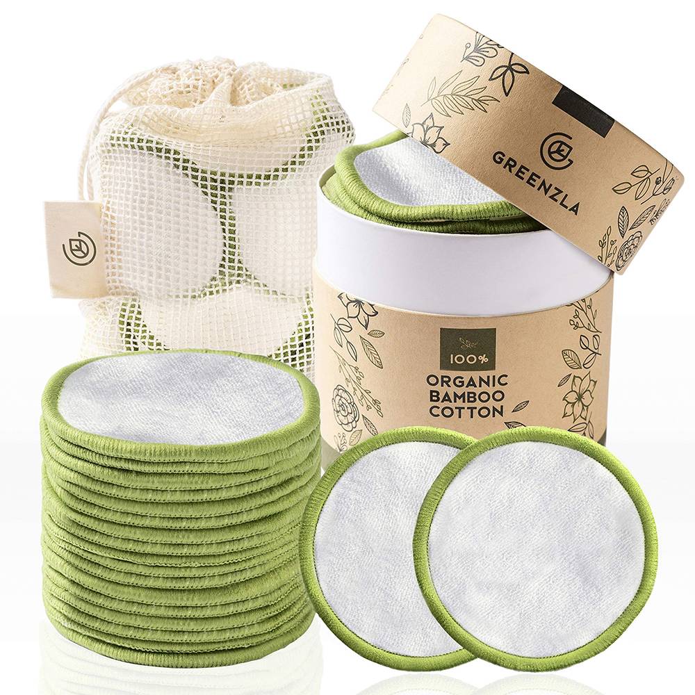 Reusable Makeup Remover Pads (18 Pack) With Washable Laundry Bag And Round Box for Storage | 100% Organic Bamboo Cotton Pads For All Skin Types | Eco-Friendly Reusable Cotton Rounds For Toner