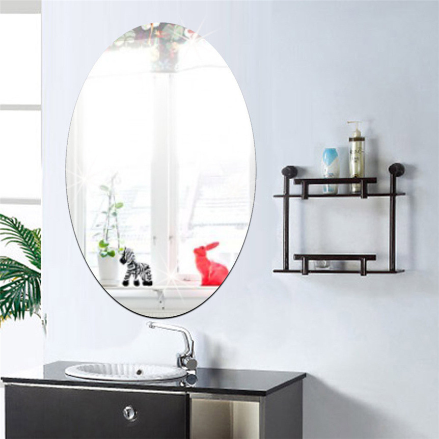 Oval Removable Acrylic Mirror Setting Wall Sticker Decal for Home Living Room Bedroom Bathroom Decor