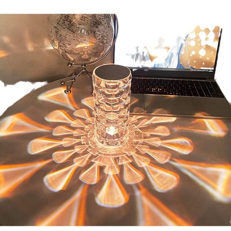 USB rechargeable water drop shape crystal table lamp bedroom dining table touch acrylic warm romantic atmosphere night light