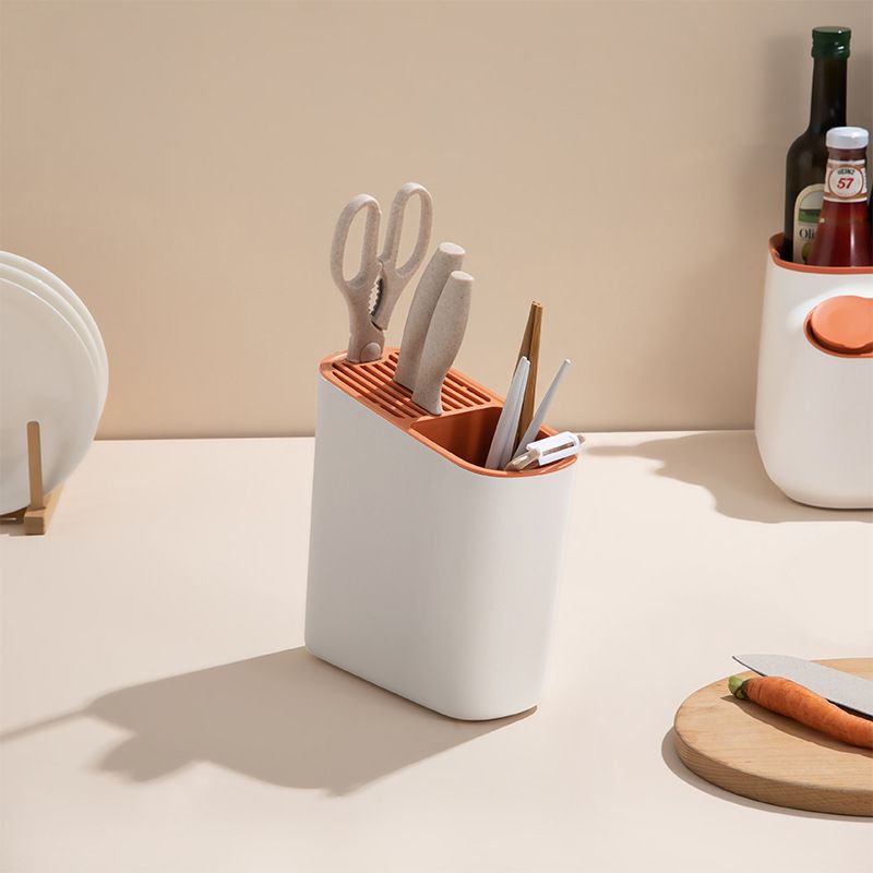 Slanted Drainage Chopstick Holder, Plastic Partitioned Kitchen Cutlery Organizer Rack, Narrow Utensil Cage for Chopsticks, Knives, Spoons, Forks Storage