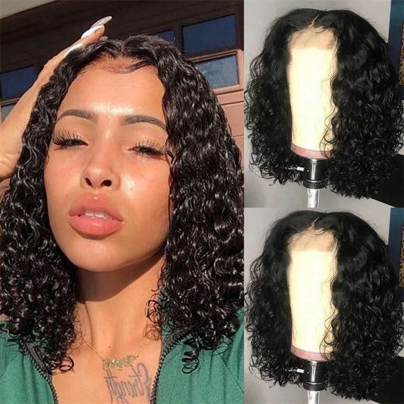 Fashion Short Popular Trend Black Wig Full Head Hair Short Hair Female Front Lace African Small Curly Wigs Full Headgear Makeup
