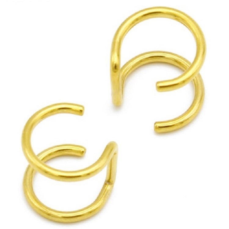 1pc women Clip Earrings Without Ear Hole Simple Retro Romantic Double C Cartilage U-shaped double-layer Jewelry