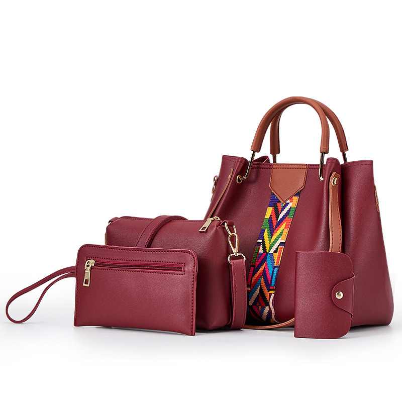080 Women's Fashion Woven Shoulder Strap Crossbody Bag Set of Four Versatile Large Capacity Handbag