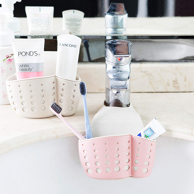 Sink caddy sponge holder for kitchen sink faucet hanging caddy organizer for sponge, brush, soap and towel