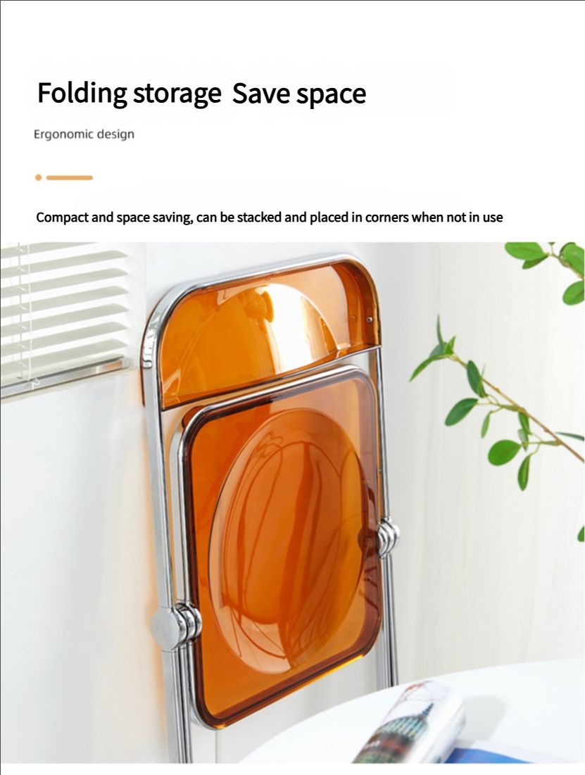 Home transparent folding chair fashionable acrylic crystal chair portable makeup chair ins style internet celebrity photo chair clothing store restaurant chair