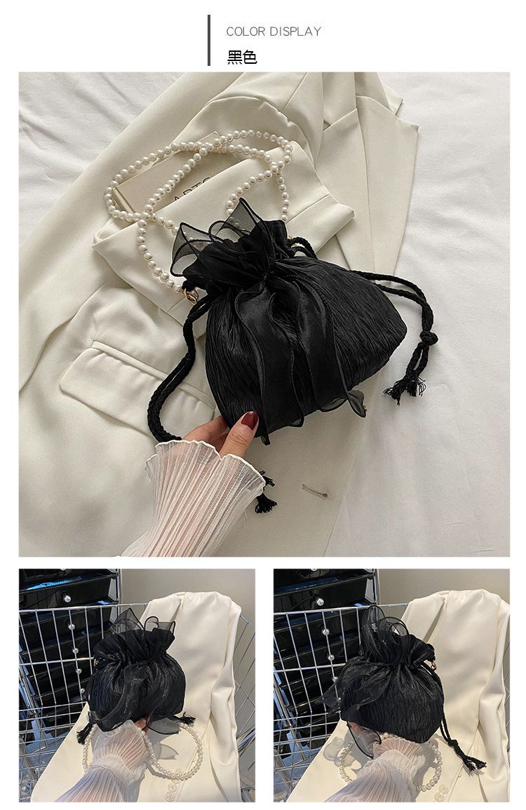 2025 Summer Trendy New Women's Bag, Pearl Pleated Crossbody Bag for Women, Fashion Versatile Single-Shoulder Bag, Korean Niche Texture Ladies' Bag