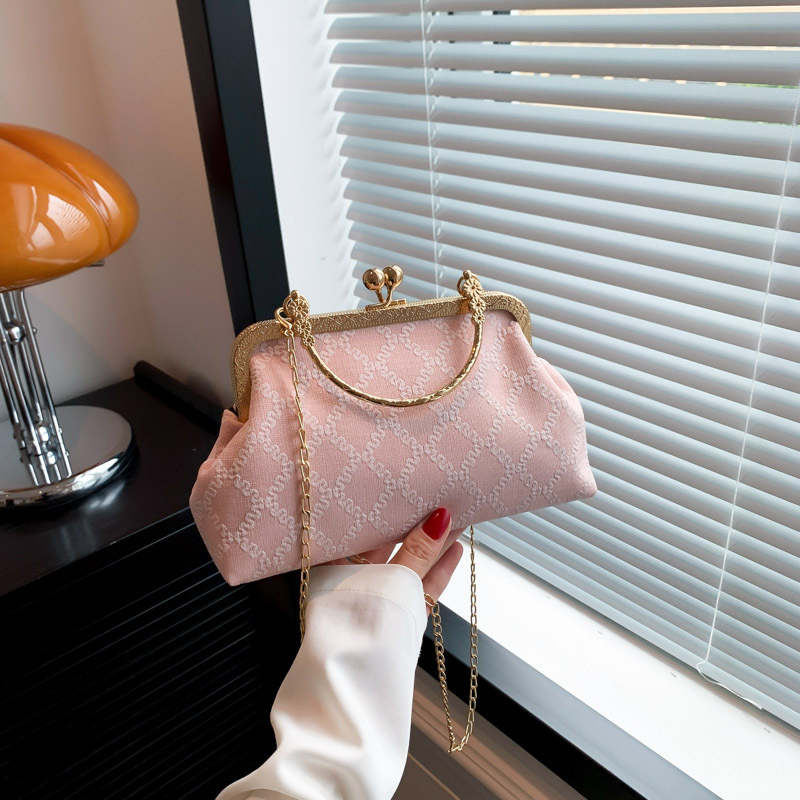 88173-WJ Women's Summer New Fashion Chain Shoulder Bag Simple Lock Buckle Crossbody Bag
