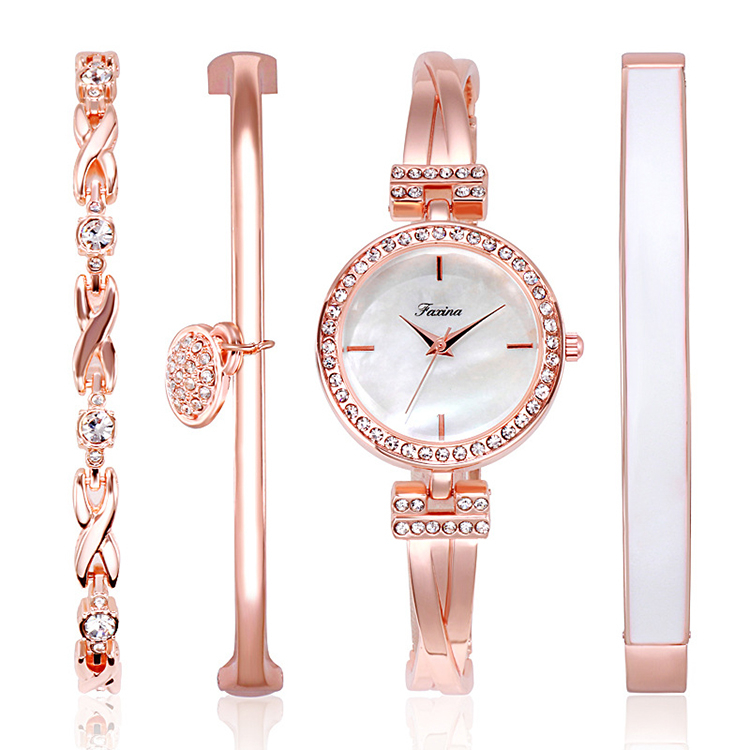 Women's Watch Bracelet Four-piece Fashion Simple Quartz Ladies Wrist Watch Set Holiday Gift