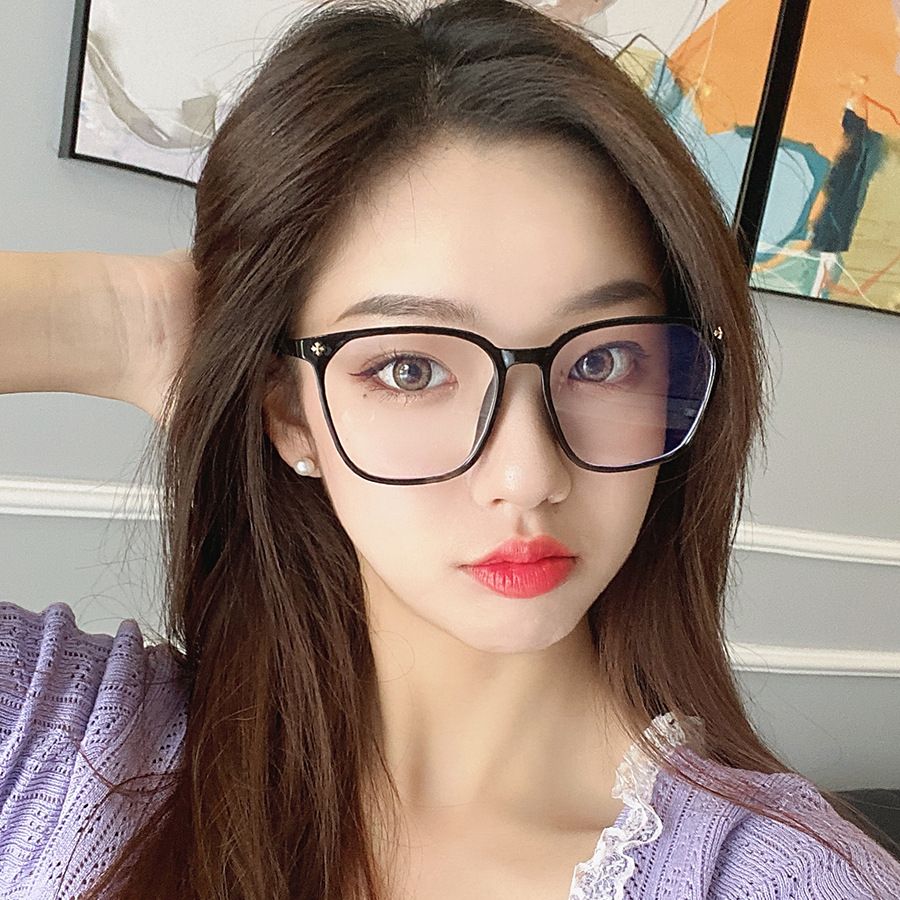 B-A114 Women's New Large Frame Decorative Glasses, Anti Blue Light Glasses