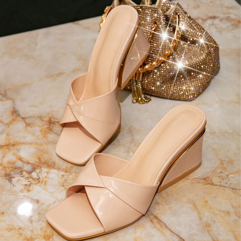 2026 Summer New Women Wedge Heel Sandals Square Toe Versatile Daily Casual Ladies Shoes