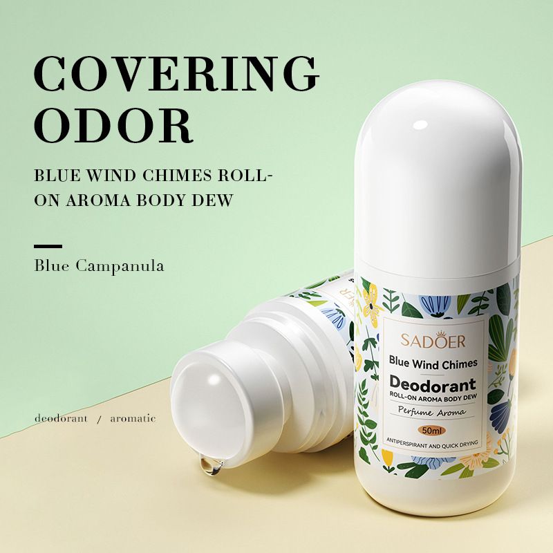 【2 bottles = 74.92GHS, 5 bottles = 155.09GHS】Lanfengling Roll-on Deodorant Small portable roller deodorantBlue bell (new) 50g