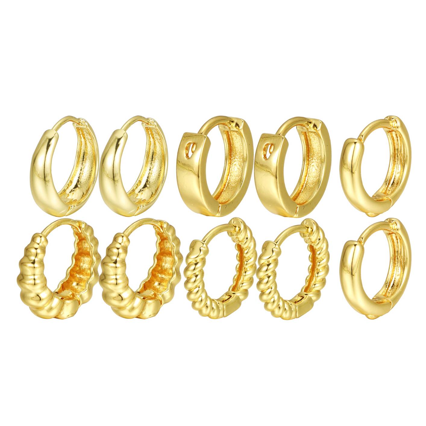 5789601 6 Pairs Fashion Gold Color Hoop Earring Set for Women Girls Simple Circle Stud Earrings New Trendy Jewelry Accessories