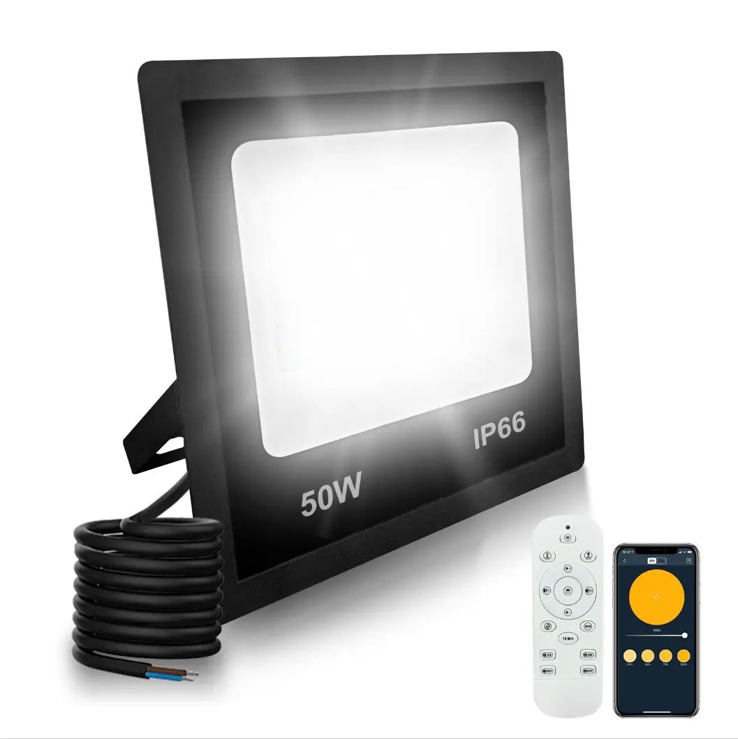 AUNONT LED Security Lights Garden Yard Garage LED Floodlight Remote APP Timer Group Dimmable Waterproof Smart LED Flood Lights Outdoor