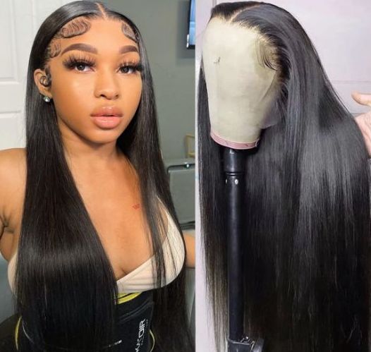 Ohemaa Strands Natural Color straight 13*4 frontal lace wig Brazilian human hair wigs for women