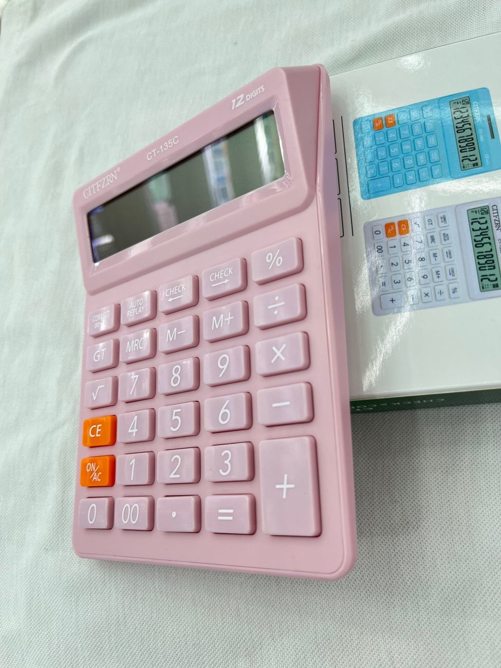 Candy Color High-Appearance Portable Calculator Anti-Slip Body 12 Digit Large Screen Desktop Calculating Machine for Student Office Accounting Daily Use