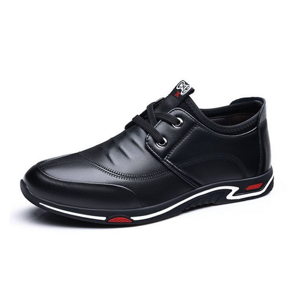 Men's New Waterproof And Breathable Casual Leather Shoes Low-cut Shoes-Black