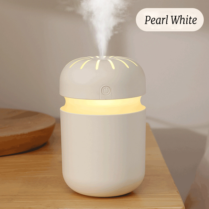 New silent desktop humidifier mini colorful atmosphere light gift aromatherapy car gift humidifier300ml-White