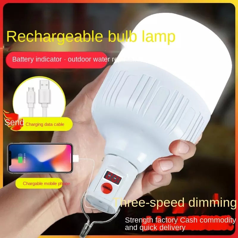 100W Waterproof Rechargeable LED Night Light Bulb Emergency Outdoor BBQ Hanging Lights