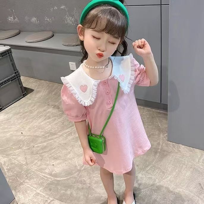 Girls dress foreign trade parent-child 2025 with yarn polo dress fashionable princess dress summer temperament dress