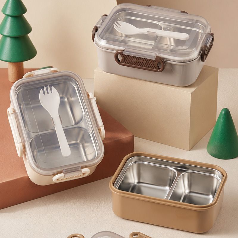 304 Stainless Steel Insulated Lunch Box, Leak Proof Sealed Bento Box with Free Fork, Large Capacity Portable Food Storage Container, Reusable Heat Preservation Meal Box for Student Office Outdoor Picnic Camping