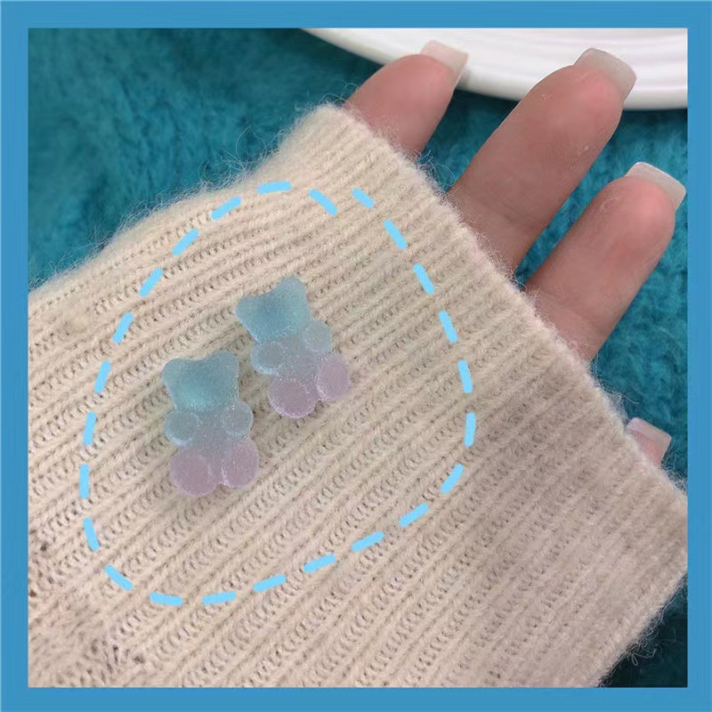 Women Cute Gradient Blue Bears Earrings Jewelry Gift