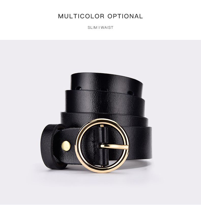 Women's Side Deposition Golden Buckle Jeans Wild Belts
