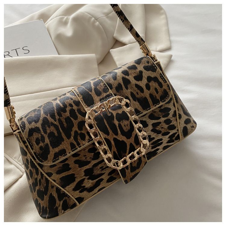 Women Retro Leopard Print Shoulder Bag Trendy Fashion Crossbody Bag Stylish Small Square Handbag Personalized Handheld Purse
