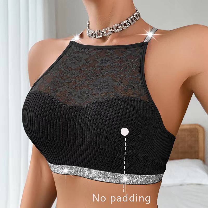 J0060 Women Lace Floral Ribbed Camisole Sexy Brassiere Female Underwear Comfortable Backless Bras New Fashion Ladies Lingerie