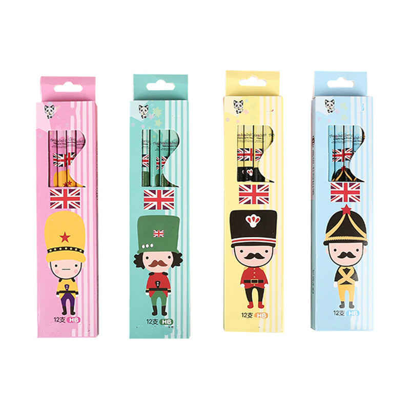 5pcs/lot Cute Cartoon British Soldiers HB Standard Wooden Pencil Student Stationery Writing Drawing Pencils School Office Supply