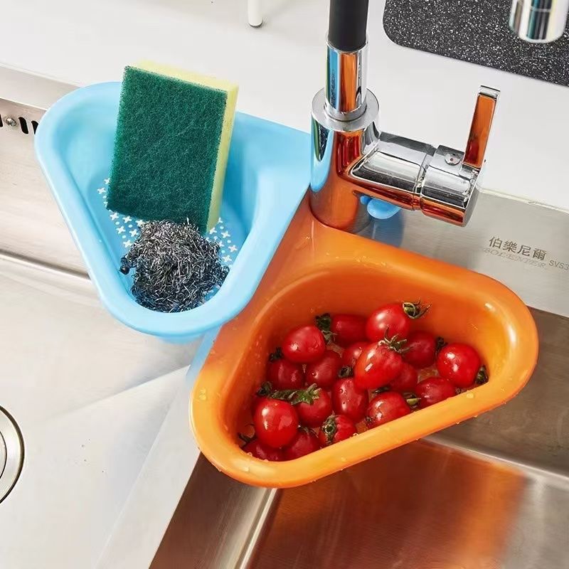 AUNONT Sink swan drain blue seamless creative multifunctional dry and wet separation plastic vegetable washing pool filter basket drain rack