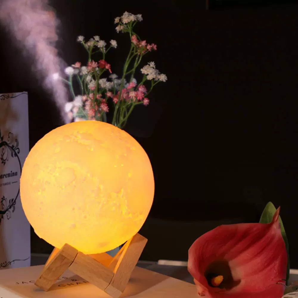 13cm New Moon Humidifier, 880ml Large Capacity Cool Mist Humidifier with Warm Night Light, Quiet Ultrasonic Aroma Diffuser, Portable Desktop Humidifier for Bedroom, Home, Office, Baby Room, 2W Low Power, 10-25㎡ Coverage