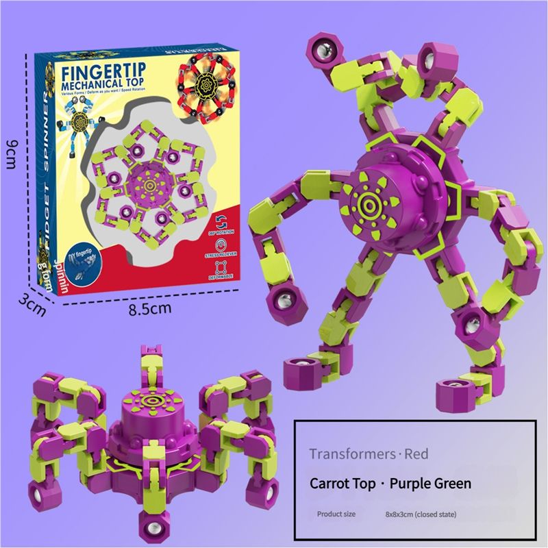 Fidget gyroscope toys luminous deformation changeable mechanical finger gyroscope decompression artifact children's spinning fun boy