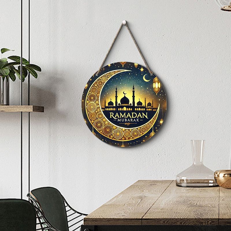 Muslims, Eid al Fitr, hanging wooden tags, doorplates, home decor, party decorations, living room wall ornaments, wooden products CRRSHOP home festival decor free shipping
