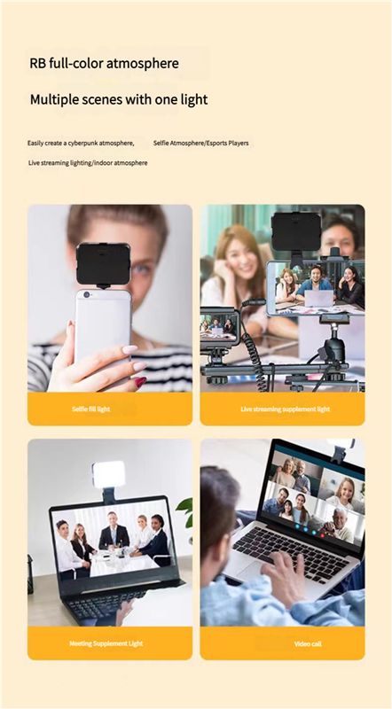 Mobile phone, computer, tablet, video conference, fill light, live stream, selfie, photo clip, dual color warm light