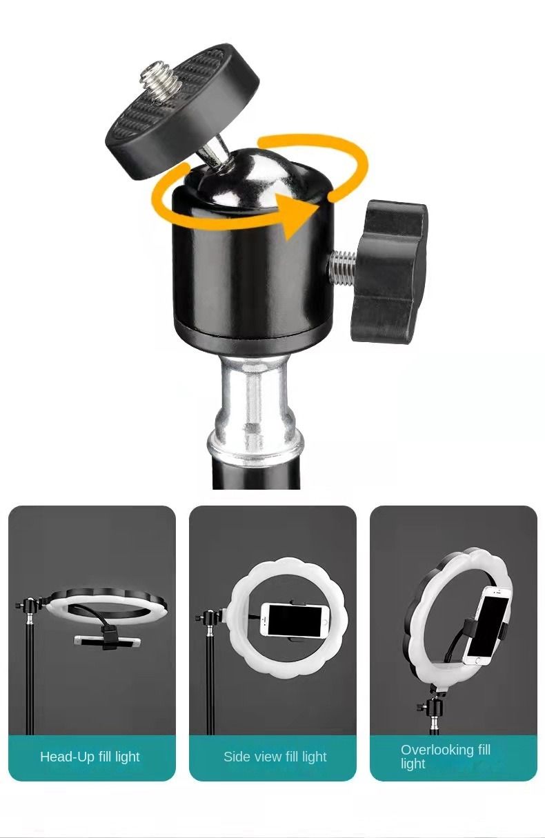 Live online celebrity anchor beauty 10-inch folding tripod bracket mobile phone led round fill light.