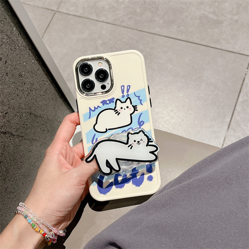 Cute Cat Graffiti Phone Case for iPhone 14Promax TPU Soft Case for Apple XAMAX 13 12 11 Shockproof Cover