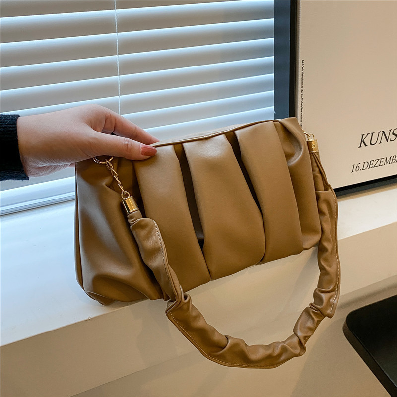 xm3527 Women's Fashion Pleated Cloud Bag Versatile Solid Soft Face One Shoulder Bag