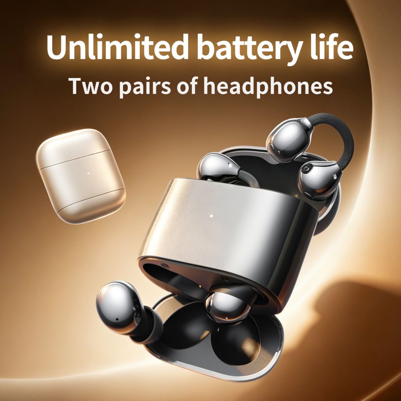 2026 New M176 4-In-1 Multi-Style Convertible Wireless Bluetooth Earbuds, Freely Switch Between Open Ear Clip & Sealed In-Ear Wearing Modes,Perfect For Running, Driving, Online Meetings, Daily Music Listening, Hands-Free Calls