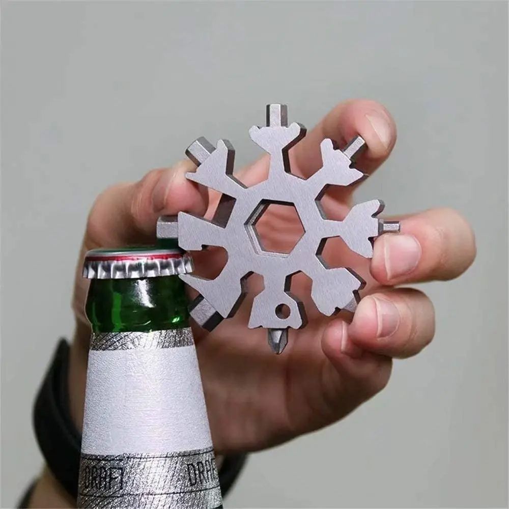 18 In 1 Snowflake Multi Tool, Stainless Steel Beer Bottle Opener, Flat Phillips Screwdriver Kit/Wrench, Outdoor Durable and Portable