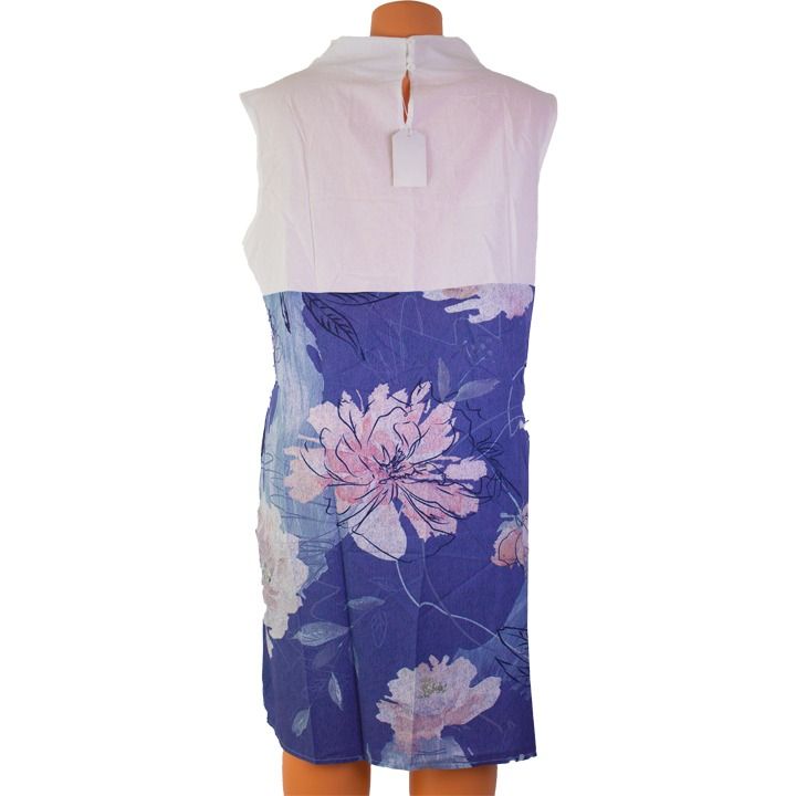 Summer Dress High Neck Flower Patchwork Print Casual Dress