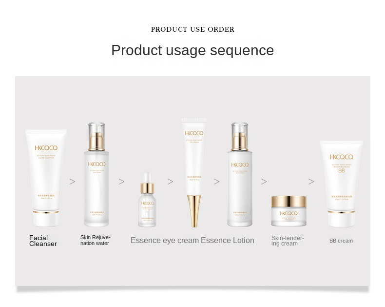 HKCQCQ ectoine yeast essence skin rejuvenation repair nine-piece set moisturizing hydrating beauty skin care
product box