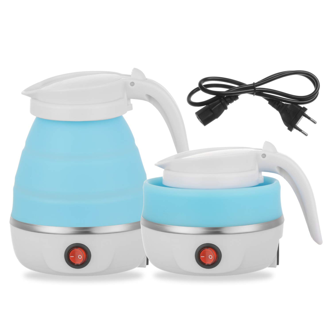 Foldable Portable Kettle | 0.6L Travel Kettle - Upgraded Food Grade Silicone, 5 Mins Heater To Quickly Foldable Electric Kettle
