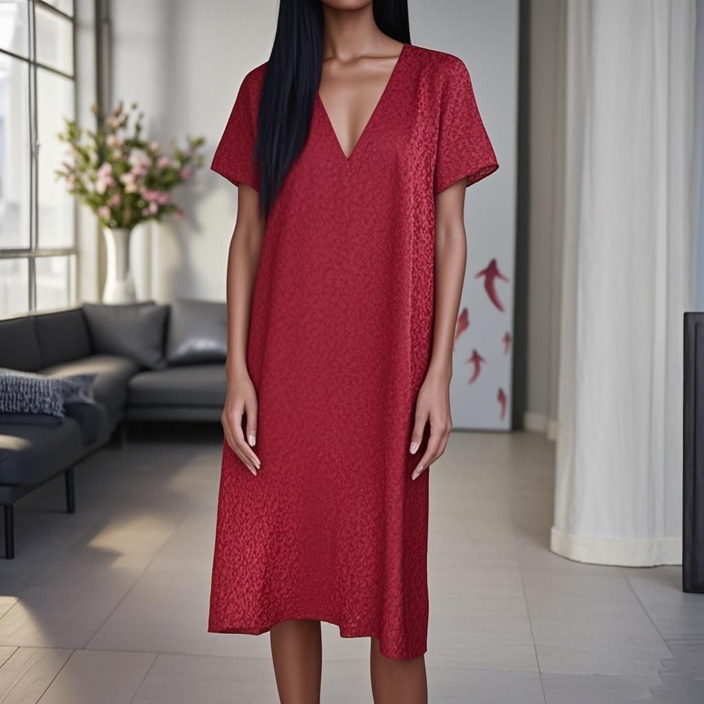 92% Silk Round Neck Yellow-Orange Printed Women's Dress
