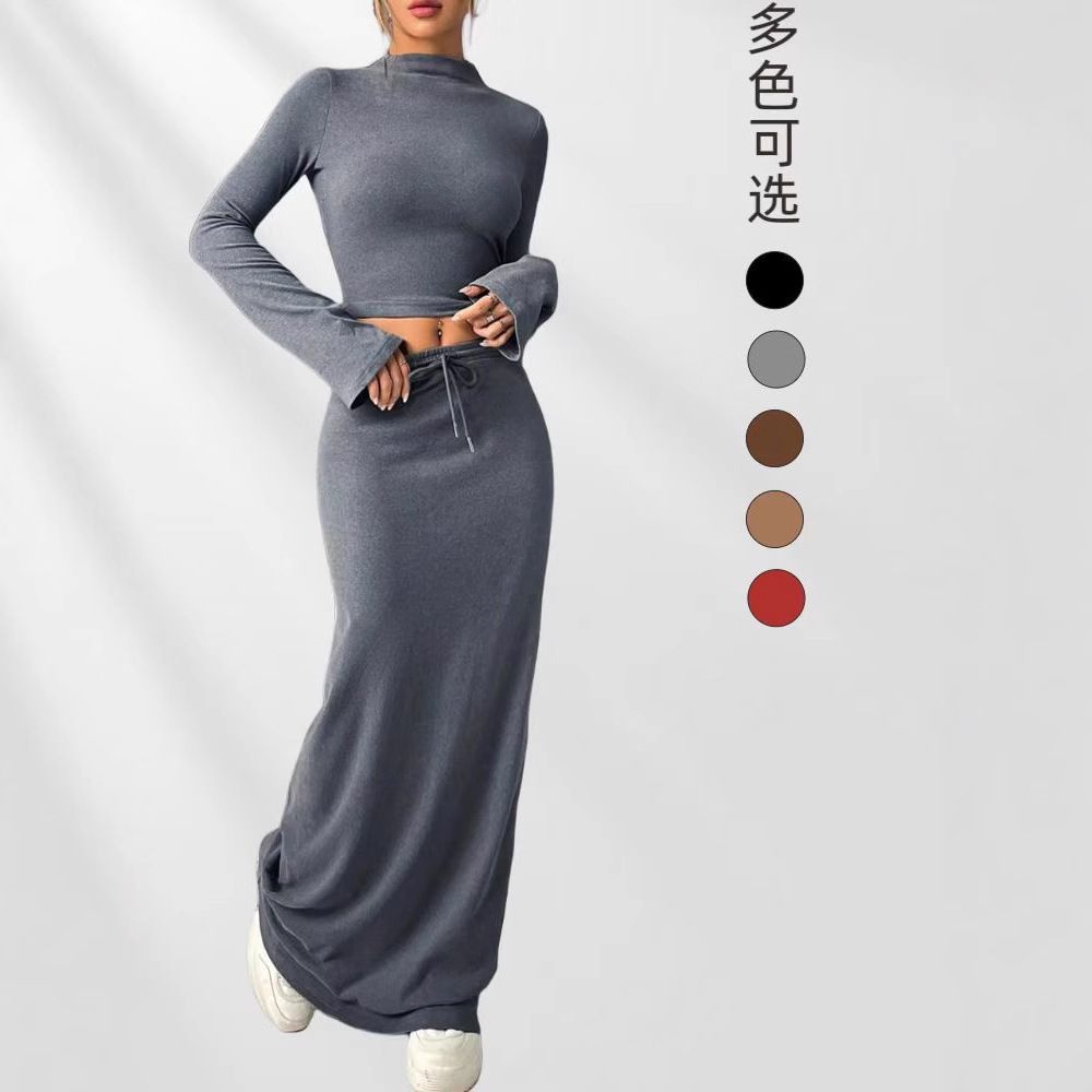 2025 Europe and the United States foreign trade women cross-border express solid color pants long sleeve two-piece set