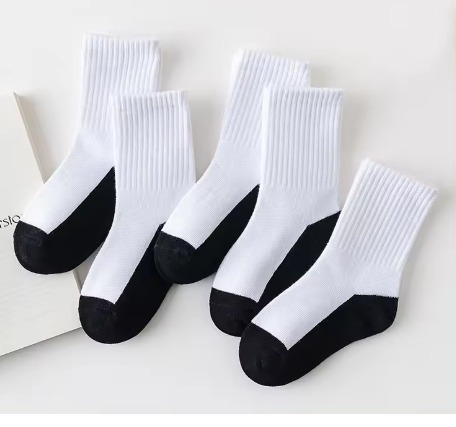 Customized student school socks crew sport cotton white and black school socks for kids