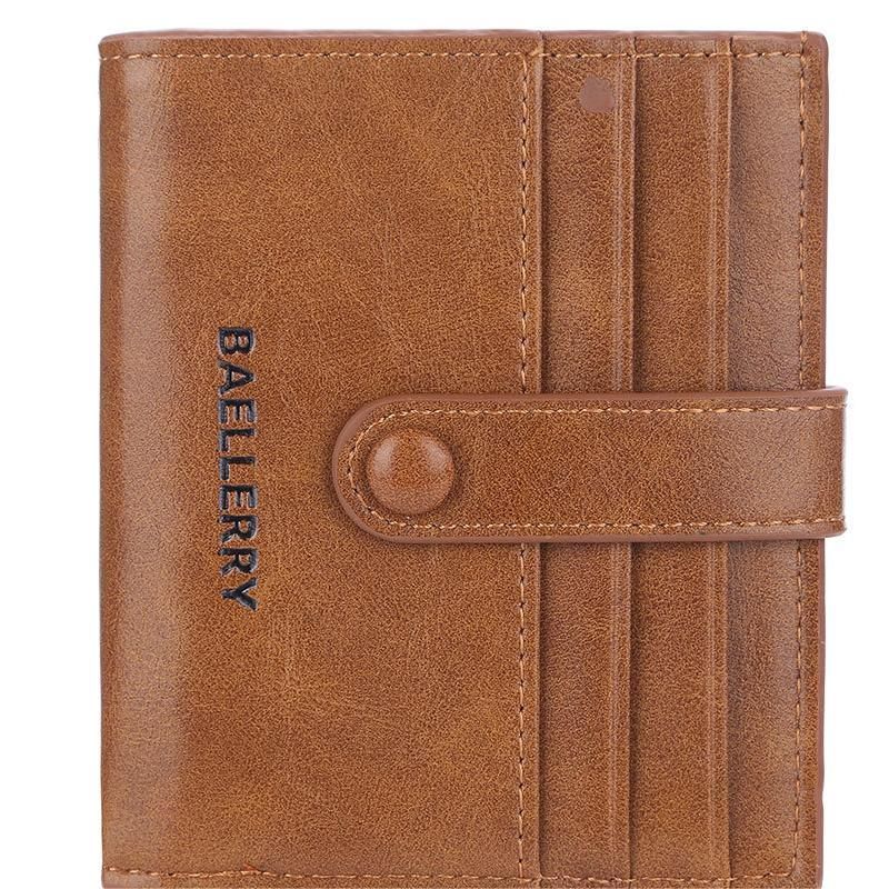 9170 Men's New Solid Color Short Wallet Buckle Multi Card Wallet