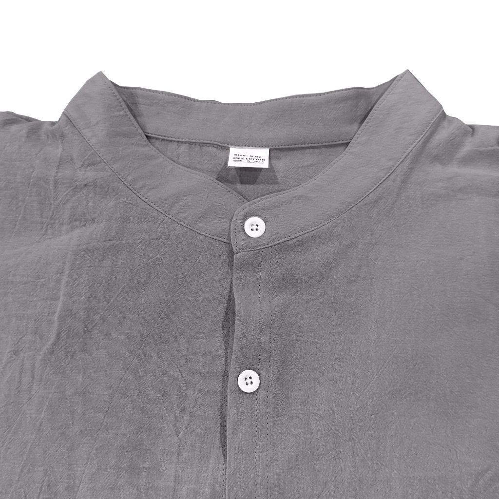Men's Clothing Sets Two-Piece Outfits Flax Men's Casual Loose Breathable Long Sleeve Long Pants Shirt Beach Set